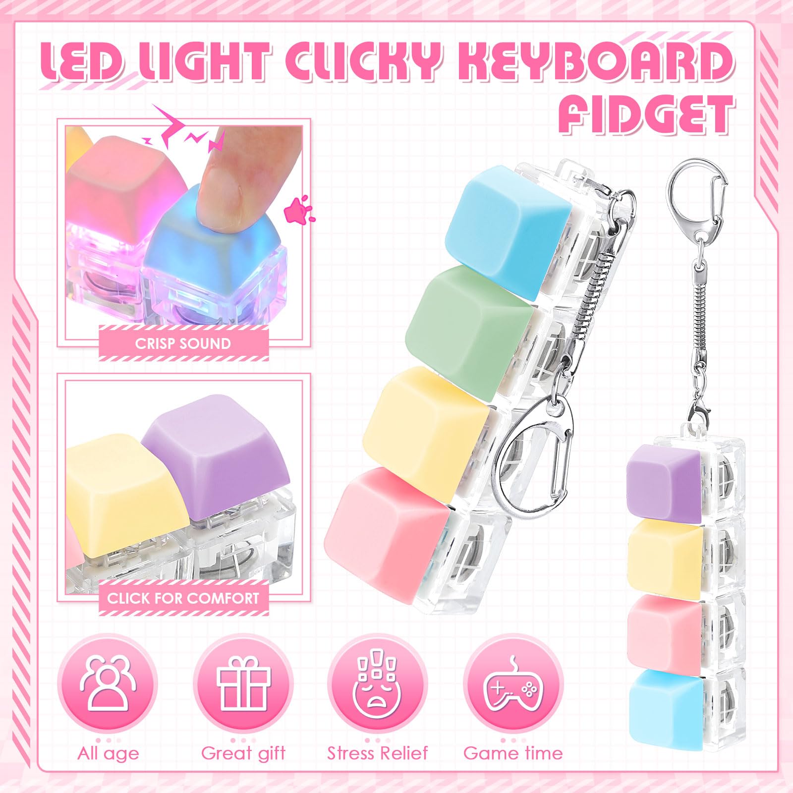 LED Light Up Fidget Keychain,  - Keyboard Switch Tester review and price